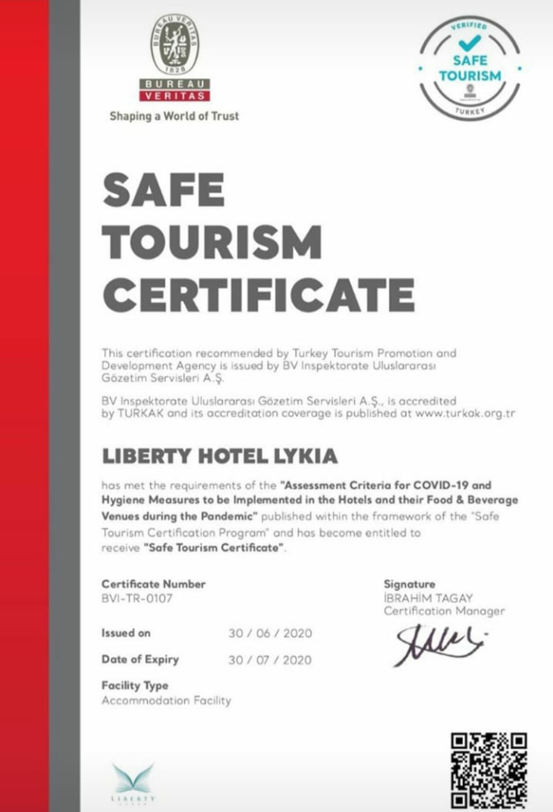 Safe Tourism Certificate